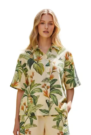 NWT Farm Rio X adidas tropical breeze cream Green shirt Small Lightweight thumbnail 1