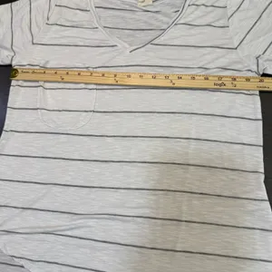 Mote Womens XL Striped V Neck Pocket T-Shirt Casual Short Sleeve Top‎ thumbnail 6