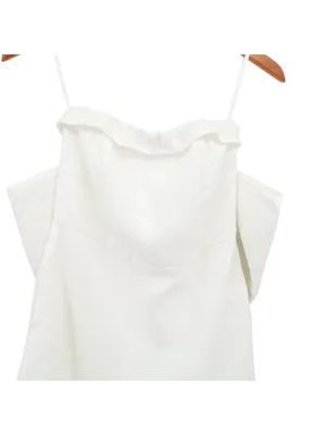 Dissh Aisle Mini Dress White Linen Back Bow Strapless Rehearsal Bridal 6 thumbnail 5