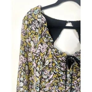 Free People Mabel Floral Printed‎ Ruched Smocked Crop Top Long Sleeve Blouse S thumbnail 6