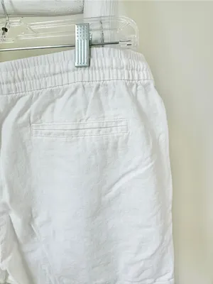 Old Navy White Drawstring Linen Blend 4” Shorts Size Large thumbnail 3