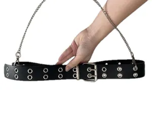 Punk Fashion Eye Belt Men's and Women's Fashion Street Hip Hop Chain Decorative Belt faux leather thumbnail 2