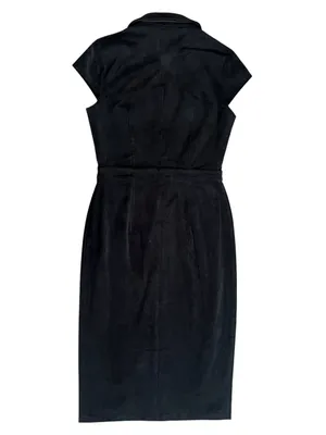 Avec Les Filles Women’s Black Corduroy Button Front Short Sleeve Midi Dress Sz 6 thumbnail 9