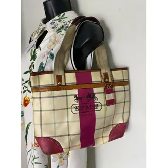 Coach Cream Red Coated Canvas Signature Handbag thumbnail 7