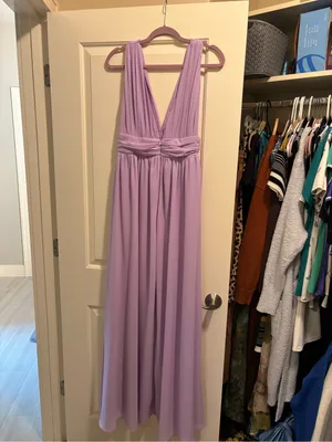 Lulu's Lilac Plunge V-Neck Maxi Dress with High Slit thumbnail 4