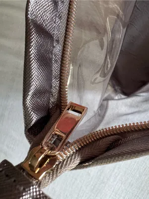 Neiman Marcus Clear PVC Metallic Bronze Trim Tote Bag thumbnail 15