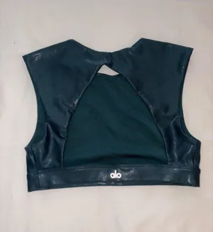 Alo Yoga Super Shine Flash Padded Green Sports Bra thumbnail 2
