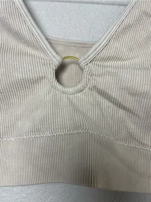Bnwt! Aerie Ribbed Ring-Front Crop Top or Bralette in Light Beige Size L thumbnail 5