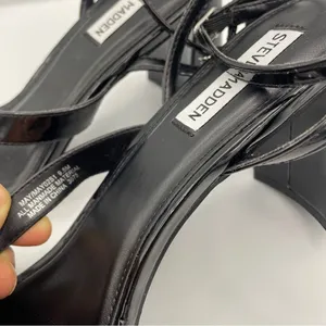 Steve Madden black patent leather strappy block heel sandals women Size 9.5M thumbnail 8