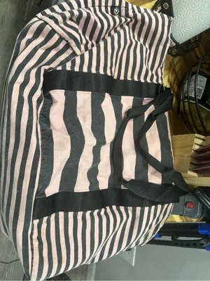 Victoria's Secret Pink and Black Striped Travel Duffel thumbnail 5