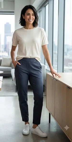 Ministry of Supply‎ Womens Kinetic Pull-On Pants Navy Blue Stretch Trousers 0 thumbnail 1