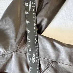 Maje Asymmetric Leather Moto Jacket Womens Size 3‎ L Brown Biker Gold Zip Edgy thumbnail 4