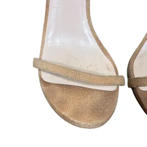 Stuart‎ Weitzman Nude Tan Textured Leather Stiletto Sandals Heels size 9 thumbnail 3