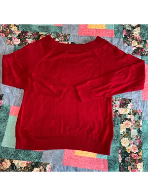 Lauren Ralph Lauren Red Sweater with Leather Buckle Detail, Woman’s Size Large thumbnail 4