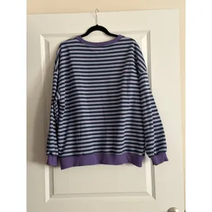 ANRABESS Striped Oversized Purple Blue Long Sleeve Sweatshirt Large thumbnail 4