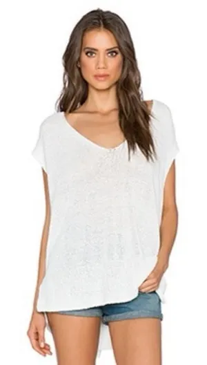 Free People Easy Tee Sweater Top in White‎ Small thumbnail 1