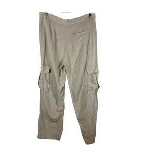 Massimo Dutti Linen Blend Tan Cargo Leg Sz 10 Pants‎ High Waist Resort Vacation thumbnail 2