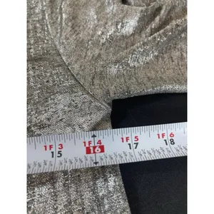 Anthropologie Silver Metallic Faux Wrap Blouse Long Sleeve Shimmer Top XS Party thumbnail 7