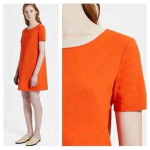Theory Panel Shift Good Linen Mini Dress in Crunch Size XL Orange Short Sleeve thumbnail 5