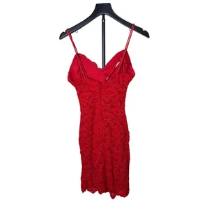Roberta Vintage‎ Red Floral Lace Bodycon Dress Rhinestone Sweetheart Neckline thumbnail 4