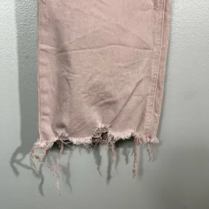 Vervet Pastel Pink Denim Raw Distressed Crop Hem Flare Jeans 32 T5671CR Baby thumbnail 2