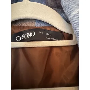 Ci Sono Brown Lined Coat with Blue Knit Collar thumbnail 3
