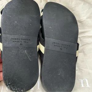 Jenni Kayne Cotton Crossover Sandal in a black and cream stripe Size 39 thumbnail 5