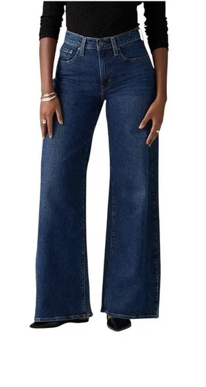 NWT Levi's Womens 728 High Rise Zip Fly Wide Leg Jeans 94417114 Blue 32X32 thumbnail 1