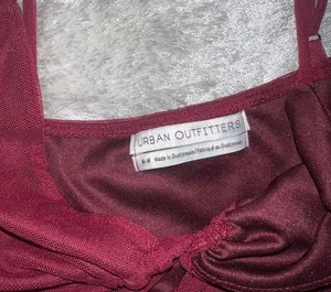 Urban Outfitters Wine Red Ruched Crop Top thumbnail 5