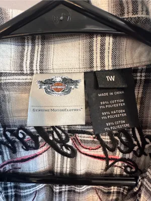 Harley-Davidson Womens 1W Plaid Sleeveless Studded Embroidered Snap‎ Shirt thumbnail 2