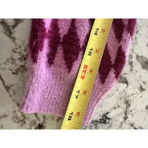 Cotton On Knit Cardigan Fluffy Optical Splice Berry Sz Small Checkered thumbnail 8