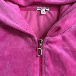Juicy Couture Velour Vintage Y2K Pink Hoodie Jewel‎ Crest Emblem Dog Couturist M thumbnail 5