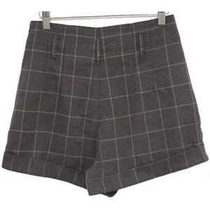 Womens Abercrombie & Fitch Gray Black Tan Plaid Pleated High Waist Shorts Size S thumbnail 2