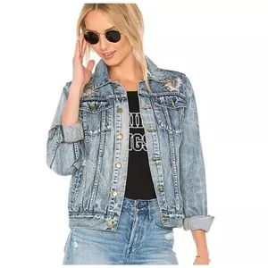 PAM & GELA Statement Denim Embroidered Jacket with Rhinestone Eagles‎ Size Small thumbnail 3