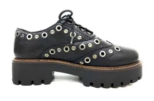 oobash Black Lucy 1990 Repro Leather Studded Lace Up Chunky Platforms Sz 10 $150 thumbnail 2