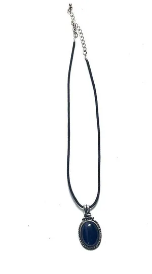 Women's Black Corded Round Pendant Necklace Fashion Statement Accessory thumbnail 7