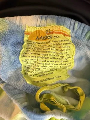 Aviator Nation Hand Dyed Tie Dye Jogger Sweatpants Neon Yellow Size XS thumbnail 5