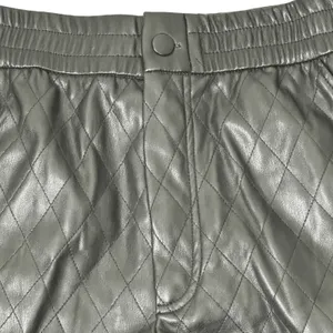 Zara Quilted Diamond Faux Leather Shorts Black Edgy High Rise Size XS thumbnail 3