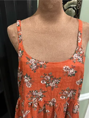 Orange & Green Floral Boho Dress – Fits Small thumbnail 2