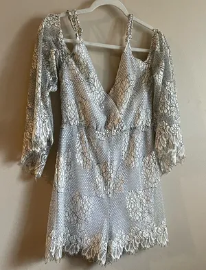 Elliatt white & black lace romper‎ thumbnail 1