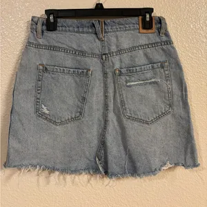 FREE PEOPLE We The Free Denim Brea Cutoff Skirt in Mile High Blue thumbnail 4