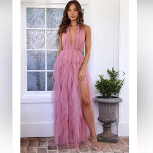 Hello Molly Into The Middle Tulle Halter Maxi Dress XL US 10 Prom Formal Wedding thumbnail 2