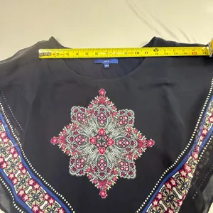 Apt. 9 Women's Navy Blue Floral Medallion Chiffon Layer Overlay Tank Top Size L thumbnail 6