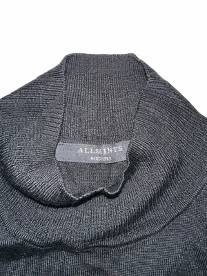 AllSaints Connie Roll Neck Top Black Knit Merino Wool Sleeveless MEDIUM thumbnail 4