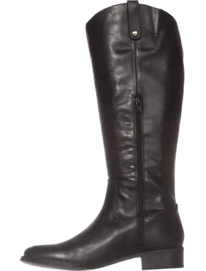NEW INC International Concepts Fawne Leather Knee-High Riding Boots Black 8.5M thumbnail 1