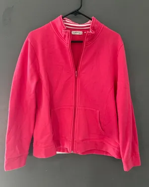 Orvis Womens‎ Pink Full Zip Mock Neck Fleece Sweatshirt Size M Cotton Spring thumbnail 1