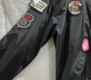 EXPRESS Black Bomber Jacket w/ patches Size M (Like New) thumbnail 2