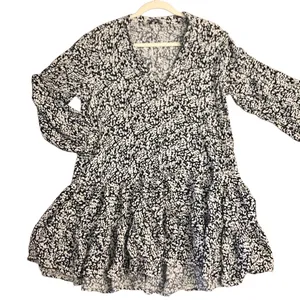 C Zara Claris Back & White V-Neck Long Sleeve Ruffle Women Mini Dress Size M thumbnail 8