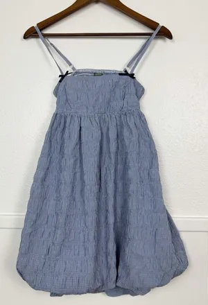 Wild Fable Gingham Mini Dress XXS Blue White Cottagecore Coquette Bubble Hem thumbnail 1