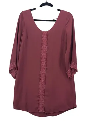 ASTR the Label Womens Tunic Top XS Wine Falll Relaxed Chifon Crepe Flowy thumbnail 1